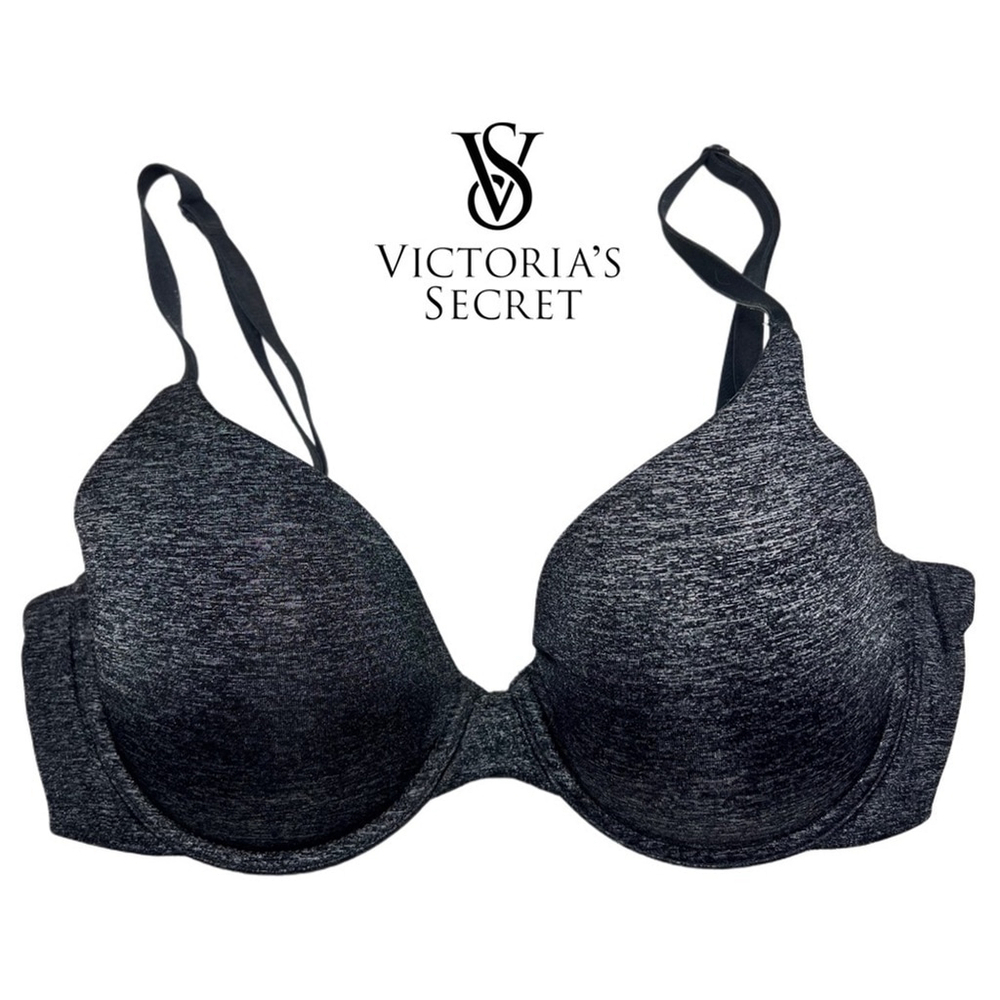 Victoria’s Secret Uplift Semi Demi Bra – Charcoal Gray, Padded, Size 34C